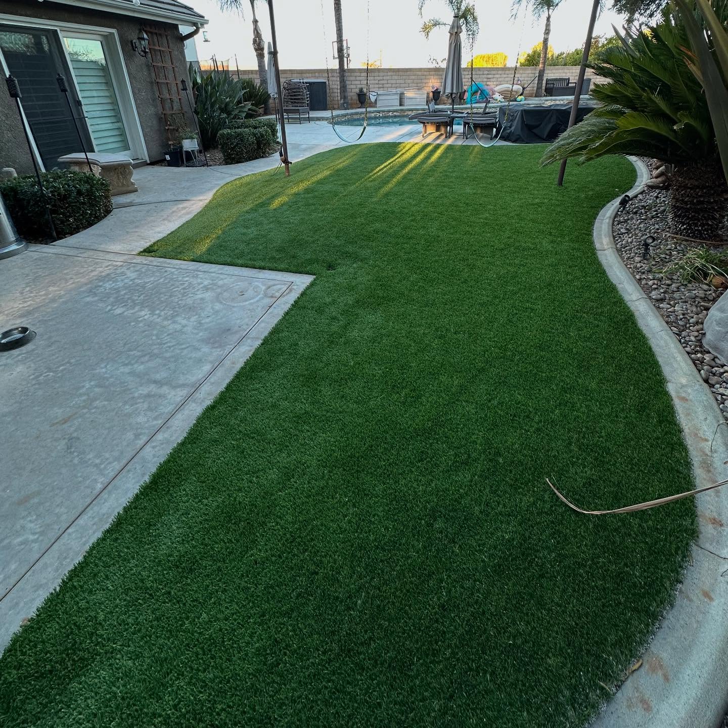 Emerald Ridge artificial grass Backyard swing set Yucaipa